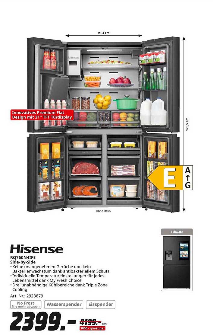 Hisense RQ760N4IFE Side-by-Side Kühlschrank