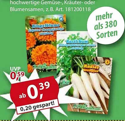 Hochwertige Gemüse-, Kräuter- oder Blumensamen – ab 0,39 €