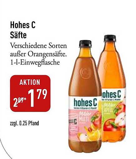 Hohes C Säfte - Verschiedene Sorten außer Orangensäften