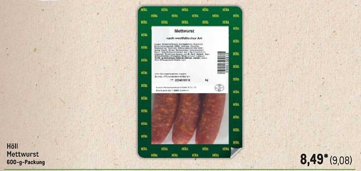 Höll Mettwurst 600-g-Packung nach westfälischer Art