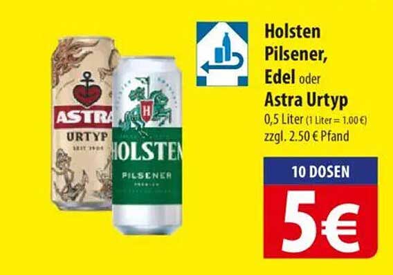 Holsten Pilsener, Edel oder Astra Urtyp 0,5 Liter