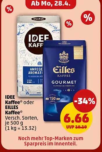 IDEE Kaffee® oder EILLES Kaffee® – Verschiedene Sorten, je 500 g