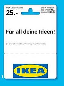 IKEA Geschenkkarte für 25,- EUR