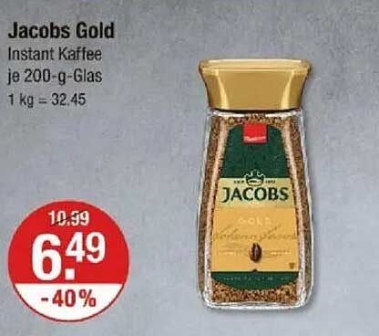 Jacobs Gold Instant Kaffee je 200-g-Glas
