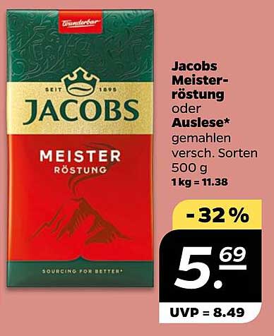 Jacobs Meisterröstung oder Auslese, gemahlen 500 g