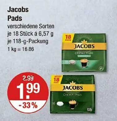 Jacobs Pads - Verschiedene Sorten