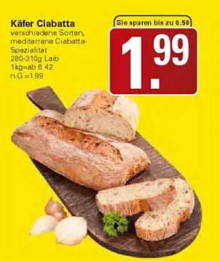 Käfer Ciabatta - Verschiedene Sorten, mediterrane Ciabatta-Spezialität