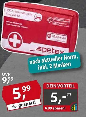 KFZ-Verbandstasche EA 1 B – nach aktueller Norm, inkl. 2 Masken
