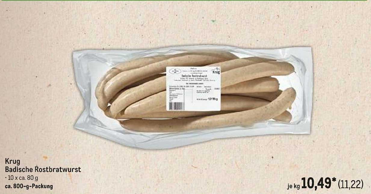 Krug Badische Rostbratwurst - 10 x ca. 80 g