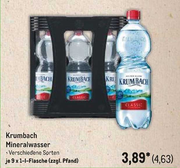 Krumbach Mineralwasser - verschiedene Sorten, 9 x 1 l