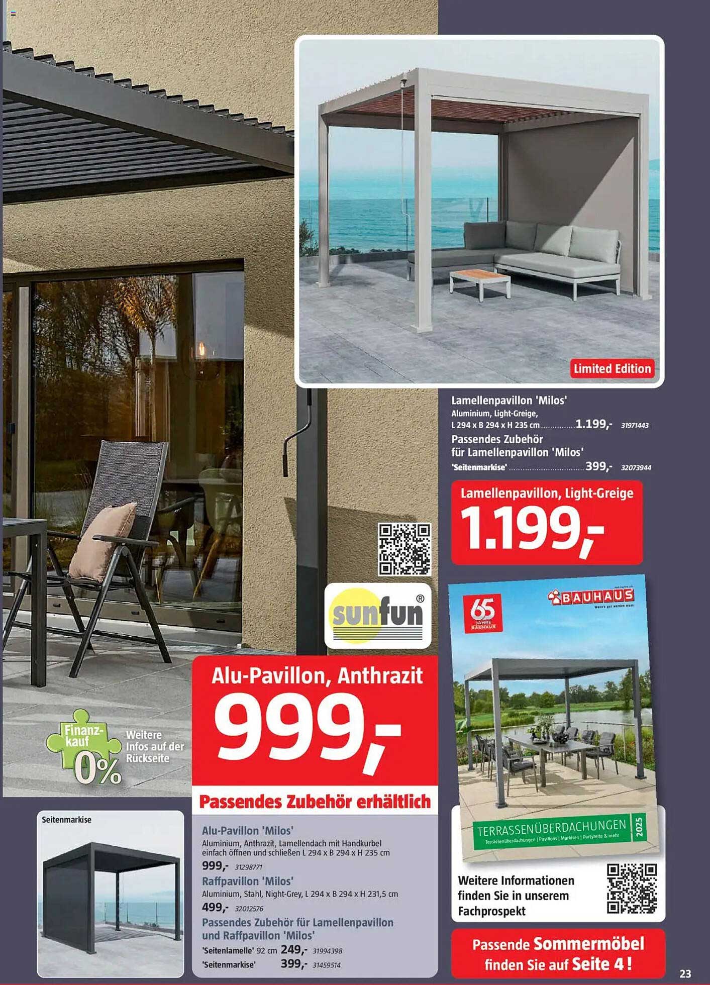 Lamellenpavillon 'Milos' Aluminium, Light-Greige