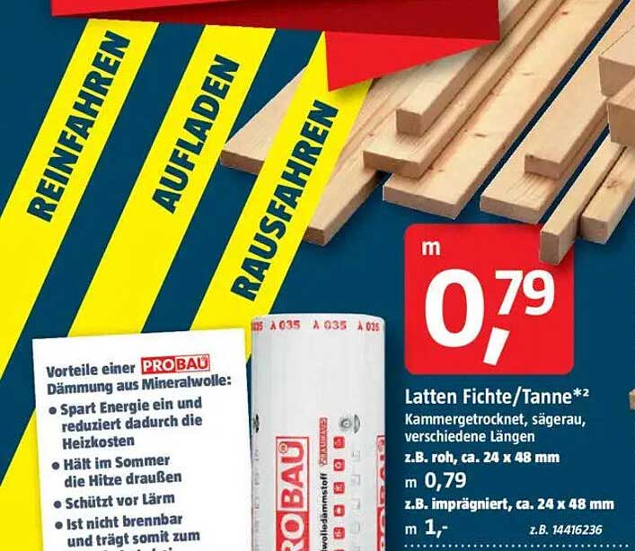 Latten Fichte/Tanne - Kammergetrocknet, sägerau, verschiedene Längen