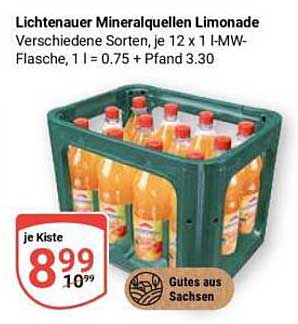 Lichtenauer Mineralquellen Limonade, 12 x 1 l-MW-Flasche