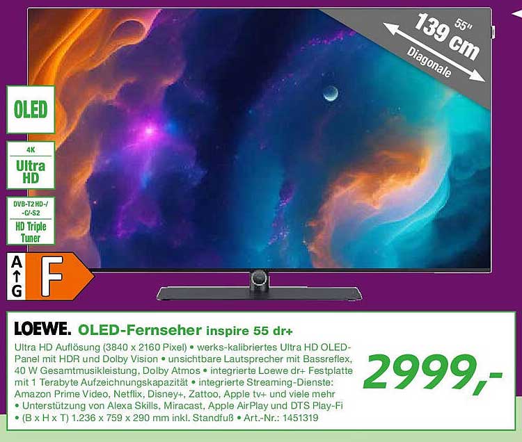 LOEWE. OLED-Fernseher inspire 55 dr+