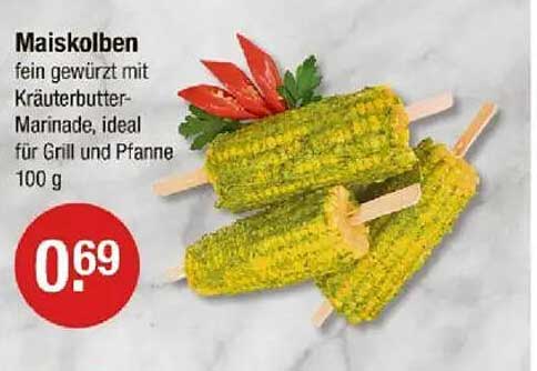 Maiskolben fein gewürzt mit Kräuterbutter-Marinade, ideal für Grill und Pfanne 100 g