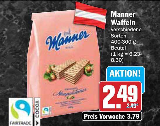Manner Waffeln verschiedene Sorten 400-300 g Beutel