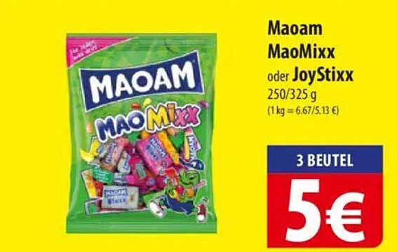 Maoam MaoMixx oder JoyStixx 250/325 g - 3 Beutel für 5 €