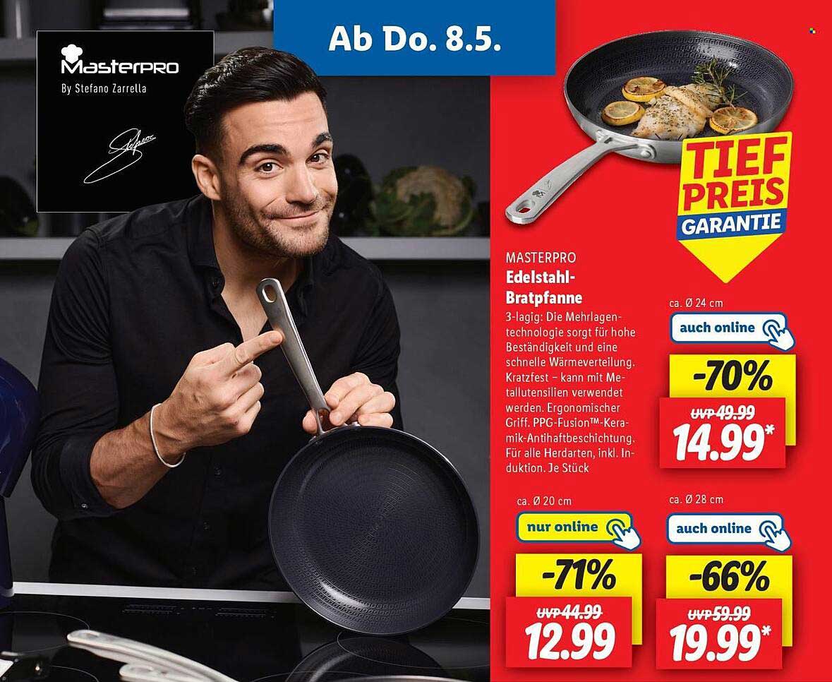 MASTERPRO Edelstahl-Bratpfanne