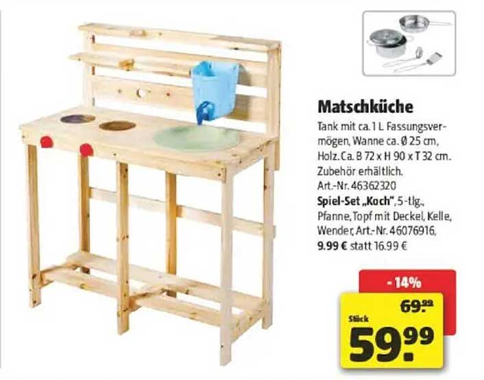Matschküche mit Spiel-Set "Koch" - 14% Rabatt