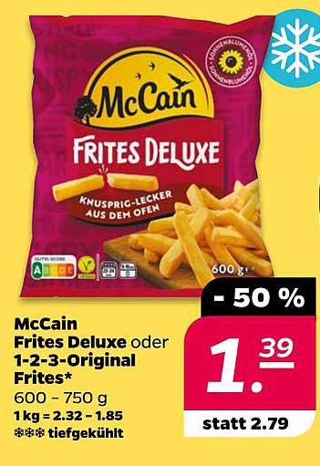 McCain Frites Deluxe oder 1-2-3-Original Frites 600 g