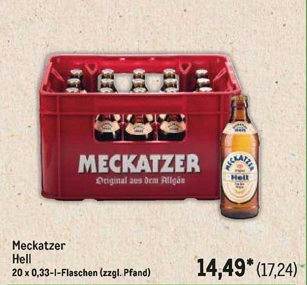 Meckatzer Hell 20 x 0,33-l-Flaschen (zzgl. Pfand)