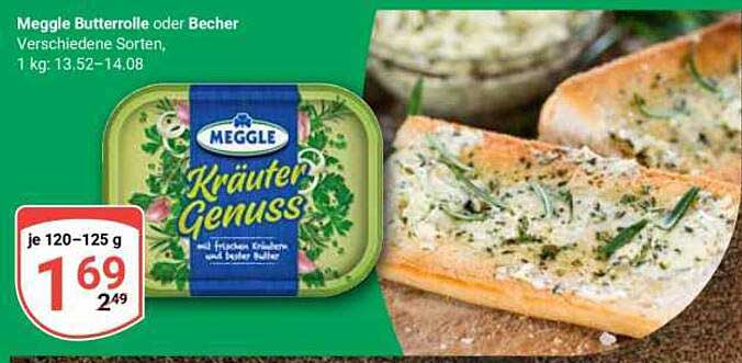 Meggle Butterrolle oder Becher - Kräuter Genuss