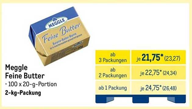 Meggle Feine Butter – 2-kg-Packung (100 x 20-g-Portion)