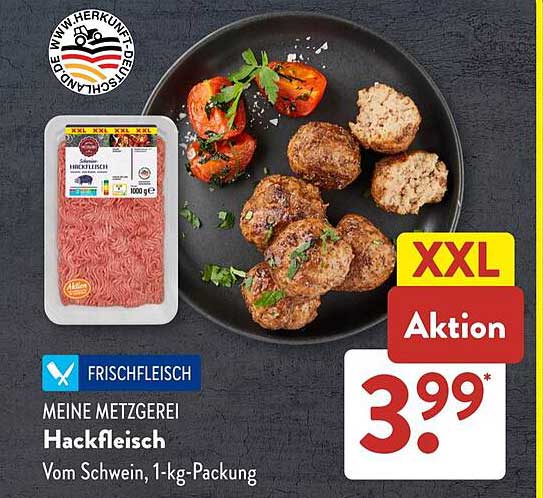 MEINE METZGEREI Hackfleisch vom Schwein, 1-kg-Packung