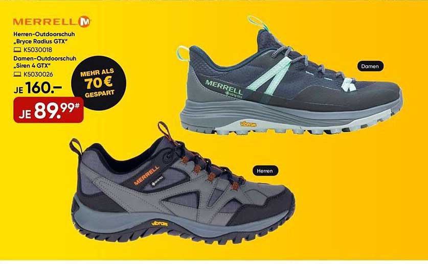 Merrell Herren-Outdoorschuh "Bryce Radius GTX" und Damen-Outdoorschuh "Siren 4 GTX"