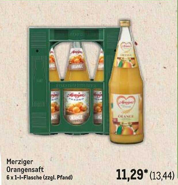 Merziger Orangensaft 6 x 1-l-Flasche (zzgl. Pfand)