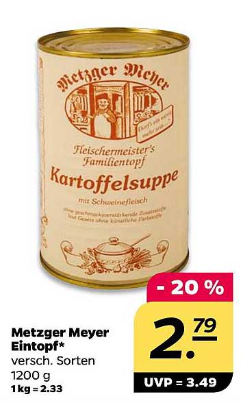 Metzger Meyer Eintopf – Kartoffelsuppe mit Schweinefleisch 1200 g