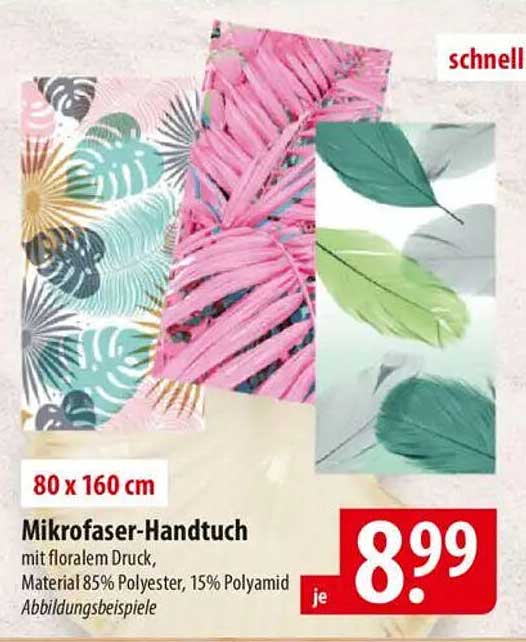 Mikrofaser-Handtuch mit floralem Druck, 80 x 160 cm