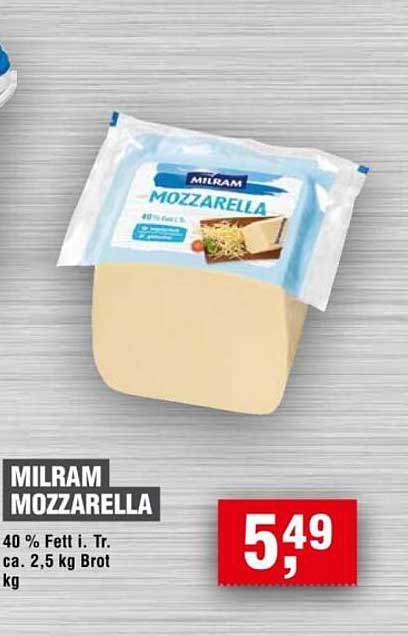 MILRAM Mozzarella 2,5 kg für nur 5,49