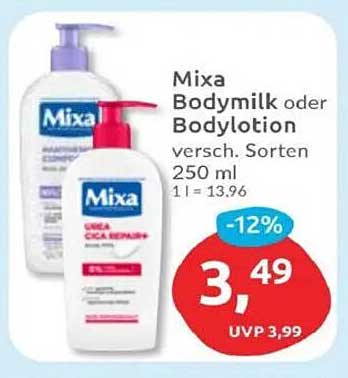 Mixa Bodymilk oder Bodylotion 250 ml - versch. Sorten