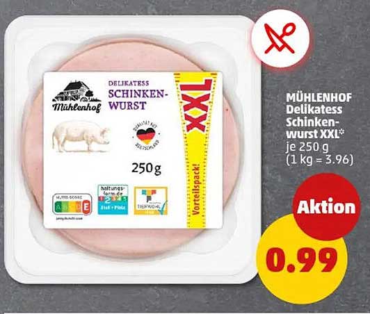 MÜHLENHOF Delikatess Schinkenwurst XXL 250 g