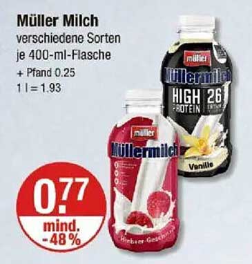 Müller Milch verschiedene Sorten je 400-ml-Flasche