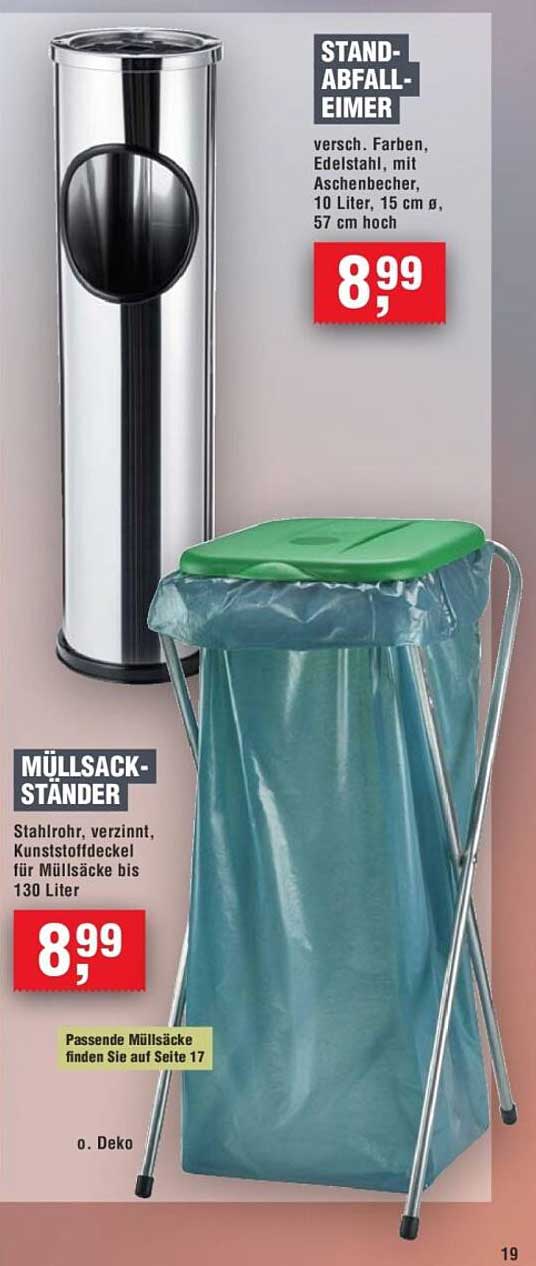 Müllsack-Ständer und Stand-Abfalleimer