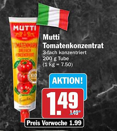 Mutti Tomatenkonzentrat 200 g Tube - 3-fach konzentriert