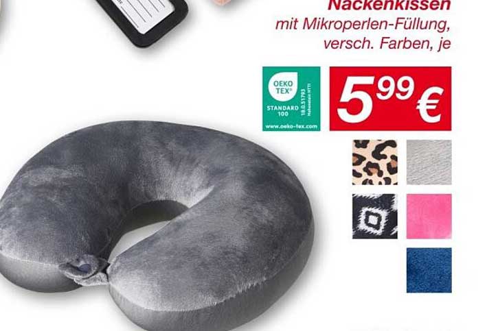 Nackenstützkissen mit Mikroperlen-Füllung, verschiedene Farben, je 5,99 €