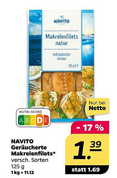 NAVITO Geräucherte Makrelenfilets natur - heiß geräuchert mit Haut, 125 g