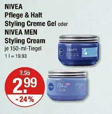 NIVEA Pflege & Halt Styling Creme Gel oder NIVEA MEN Styling Cream