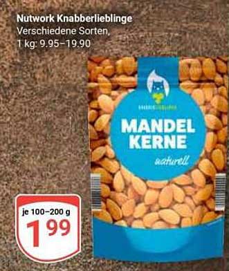 Nutwork Knabberlieblinge Mandel Kerne, natürlich, 100-200 g