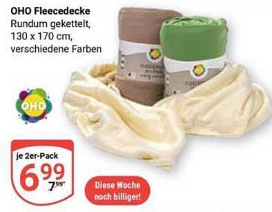 OHO Fleece Decke 2er-Pack, Rundum gekettelt, 130 x 170 cm, verschiedene Farben