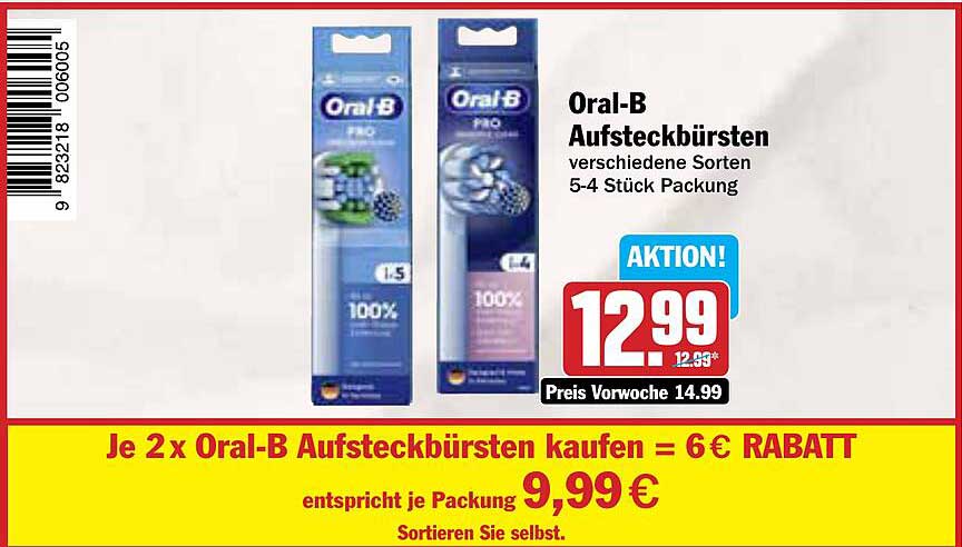 Oral-B Aufsteckbürsten verschiedene Sorten 5-4 Stück Packung