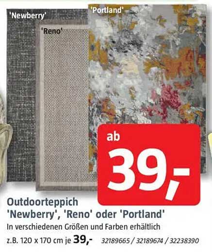 Outdoorteppich 'Newberry', 'Reno' oder 'Portland'