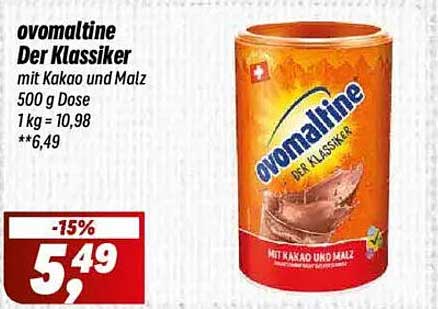 Ovomaltine Der Klassiker - mit Kakao und Malz 500 g Dose