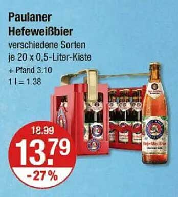 Paulaner Hefeweißbier verschiedene Sorten je 20 x 0,5-Liter-Kiste