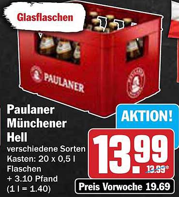 Paulaner Münchener Hell Kasten 20 x 0,5 l Flaschen