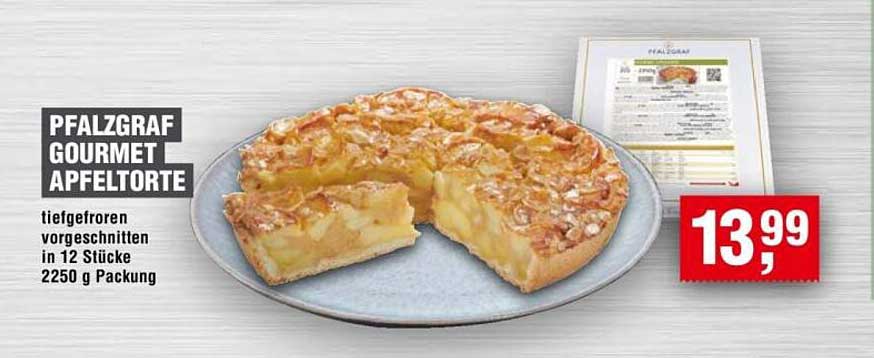 Pfalzgraf Gourmet Apfeltorte - tiefgefroren in 12 Stücke (2250 g)