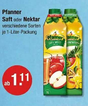Pfanner Saft oder Nektar verschiedene Sorten je 1-Liter-Packung